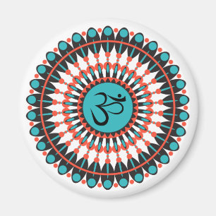 Spiritueel Mandala Om Symbol Turquoise Geometric Magneet