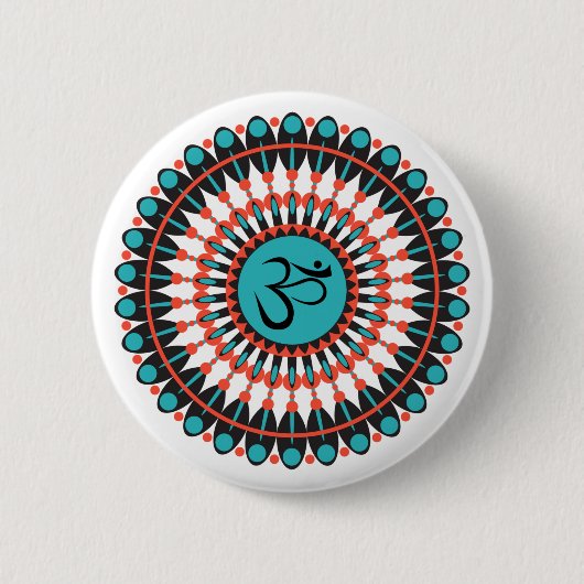 Spiritueel Mandala Om Symbol Turquoise Geometric Ronde Button 5,7 Cm (Voorkant)