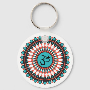 Spiritueel Mandala Om Symbol Turquoise Geometric Sleutelhanger