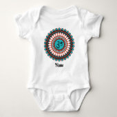 Spiritueel Mandala Om Symbol Turquoise Gepersonali Romper (Voorkant)