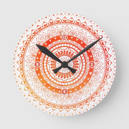 Spiritueel Mandala Oranje Geel Ronde Klok (Voorkant)
