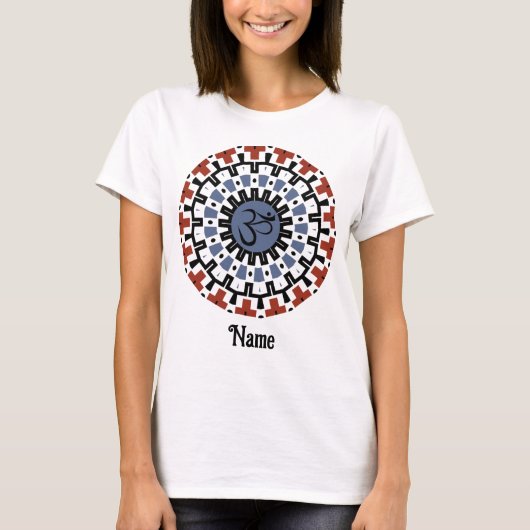Spiritueel Mandala Yoga Om Blue Rust Gepersonalise T-shirt (Voorkant)