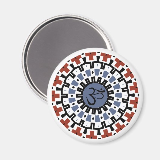 Spiritueel Mandala Yoga Om Blue Rust Kaleidoscope Magneet (Voorkant / Achterkant)