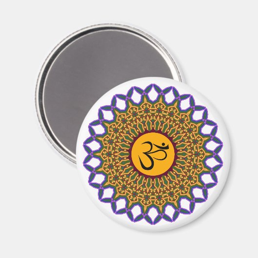 Spiritueel Mandala Yoga Om Peacock Kaleidoscope Magneet (Voorkant / Achterkant)