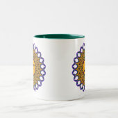 Spiritueel Mandala Yoga Om Peacock Kaleidoscope Tweekleurige Koffiemok (Center)