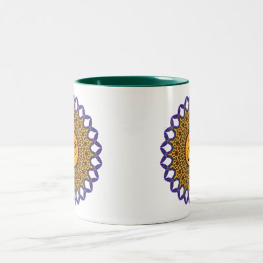 Spiritueel Mandala Yoga Om Peacock Kaleidoscope Tweekleurige Koffiemok (Center)