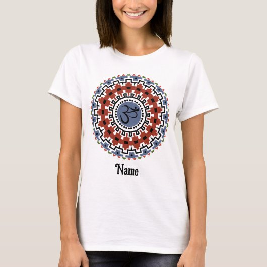 Spiritueel Mandala Yoga Om Rust Blue Gepersonalise T-shirt (Voorkant)