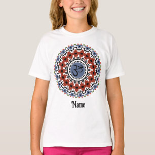 Spiritueel Mandala Yoga Om Rust Blue Gepersonalise T-shirt