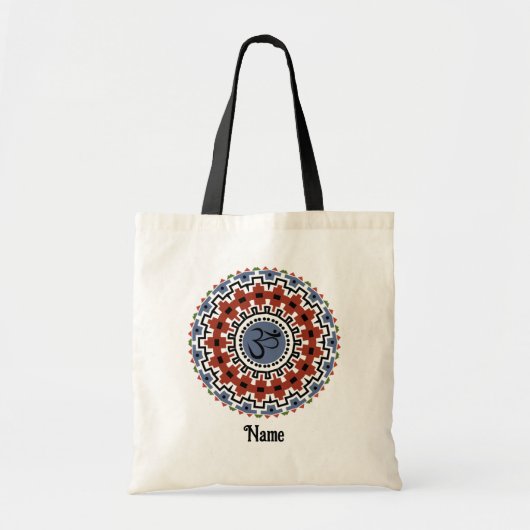 Spiritueel Mandala Yoga Om Rust Blue Gepersonalise Tote Bag (Voorkant)