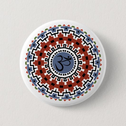 Spiritueel Mandala Yoga Om Rust Blue Kaleidoscope Ronde Button 5,7 Cm (Voorkant)