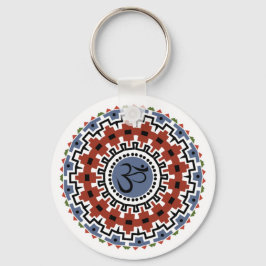 Spiritueel Mandala Yoga Om Rust Blue Kaleidoscope Sleutelhanger