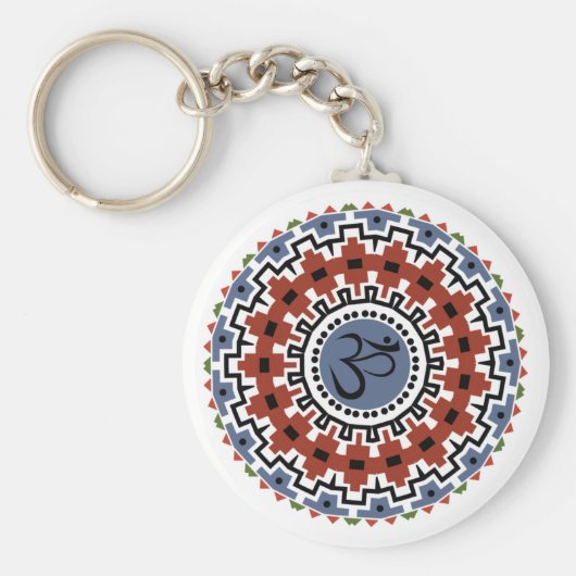 Spiritueel Mandala Yoga Om Rust Blue Kaleidoscope Sleutelhanger (Voorkant)