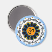 Spiritueel Mandala Yoga Om Sybol Blue Geometric Magneet (Voorkant / Achterkant)