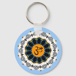 Spiritueel Mandala Yoga Om Sybol Blue Geometric Sleutelhanger