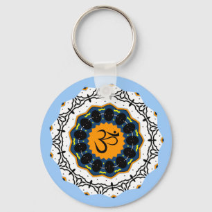 Spiritueel Mandala Yoga Om Sybol Blue Geometric Sleutelhanger