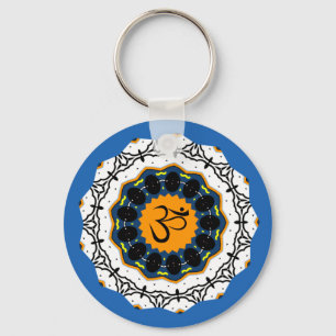Spiritueel Mandala Yoga Om Sybol Blue Geometric Sleutelhanger