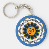 Spiritueel Mandala Yoga Om Sybol Blue Geometric Sleutelhanger (Voorkant)