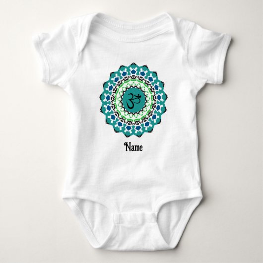 Spiritueel Mandala Yoga Om Symbol Blue Gepersonali Romper (Voorkant)
