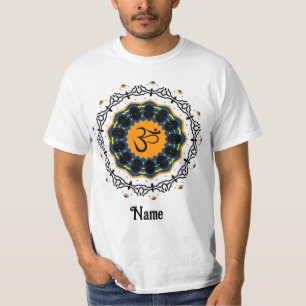 Spiritueel Mandala Yoga Om Symbol Blue Gepersonali T-shirt