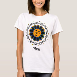 Spiritueel Mandala Yoga Om Symbol Blue Gepersonali T-shirt