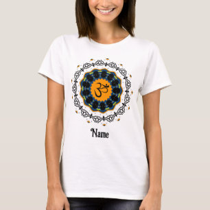 Spiritueel Mandala Yoga Om Symbol Blue Gepersonali T-shirt
