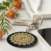 Spiritueel Mandala Yoga Om Symbol Retro Geometric Sleutelhanger (Zijkant)