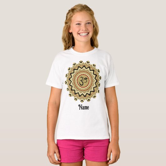 Spiritueel Mandala Yoga Om Symbol Retro Gepersonal T-shirt (Voorkant volledig)
