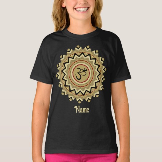 Spiritueel Mandala Yoga Om Symbol Retro Gepersonal T-shirt (Voorkant)