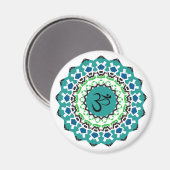 Spiritueel Mandala Yoga Om Symbol Turquoise Blue Magneet (Voorkant / Achterkant)
