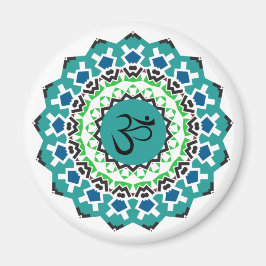 Spiritueel Mandala Yoga Om Symbol Turquoise Blue Magneet