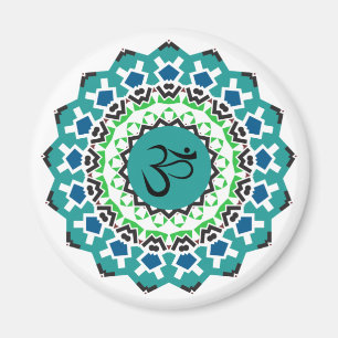 Spiritueel Mandala Yoga Om Symbol Turquoise Blue Magneet
