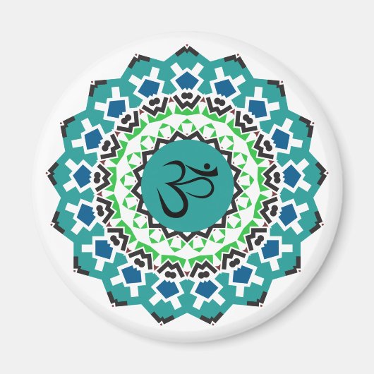 Spiritueel Mandala Yoga Om Symbol Turquoise Blue Magneet (Voorkant)