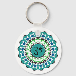 Spiritueel Mandala Yoga Om Symbol Turquoise Blue Sleutelhanger