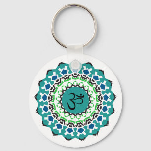 Spiritueel Mandala Yoga Om Symbol Turquoise Blue Sleutelhanger