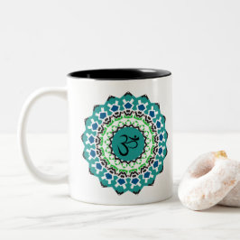 Spiritueel Mandala Yoga Om Symbol Turquoise Blue Tweekleurige Koffiemok