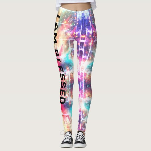 spiritueel mysterie "Ik ben gezegend Groen" Leggings (Voorkant)