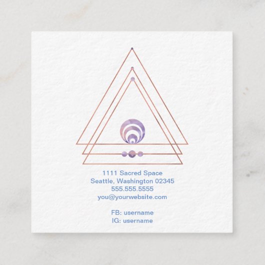 Spiritueel New age en metafysisch | Paars Vierkante Visitekaartje (Achterkant)