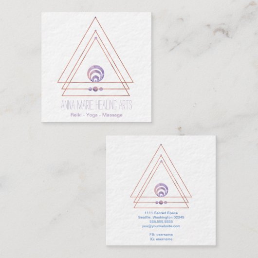 Spiritueel New age en metafysisch | Paars Vierkante Visitekaartje (Voorkant / Achterkant)