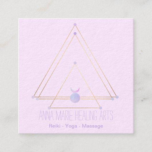 Spiritueel New age Goud en roze Vierkante Visitekaartje (Voorkant)