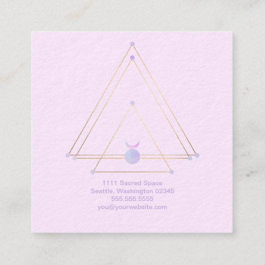 Spiritueel New age Goud en roze Vierkante Visitekaartje (Achterkant)