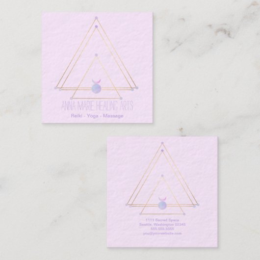 Spiritueel New age Goud en roze Vierkante Visitekaartje (Voorkant / Achterkant)