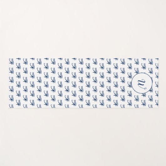 Spiritueel Oog van Horus Blauw Wit Patterned Yogamat (Voorkant (horizontaal))