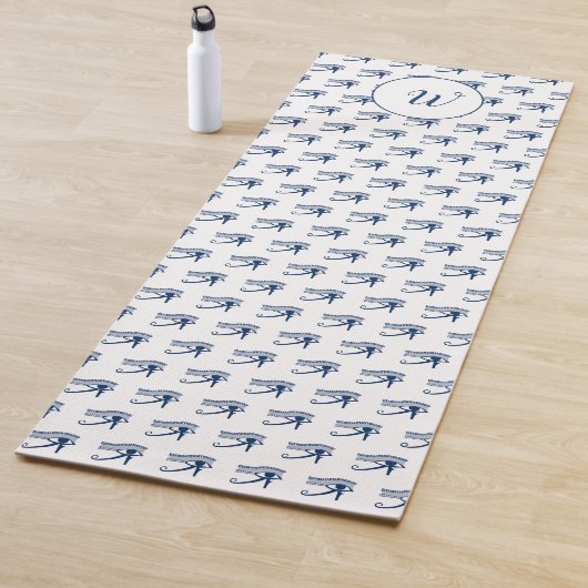 Spiritueel Oog van Horus Blauw Wit Patterned Yogamat (In situ)