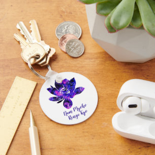 Spiritueel Paars Lotus Flower Nam Myoho Renge Kyo Sleutelhanger