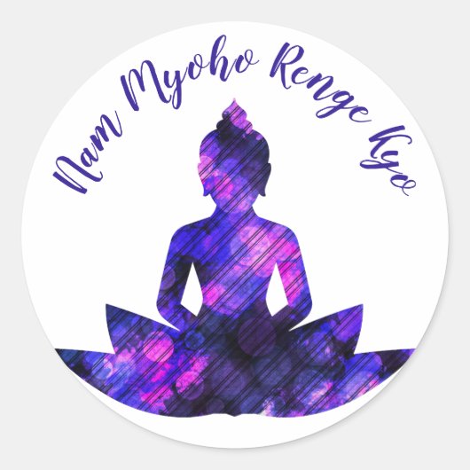 Spiritueel Paars Lotus Yoga Nam Myoho Renge Kyo Ronde Sticker (Voorkant)