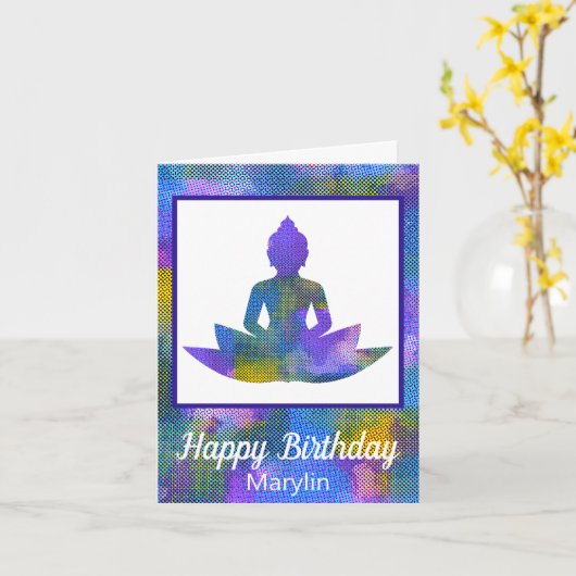 Spiritueel Patchwork Half Yoga Lotus Flower Kaart (Gele Bloem)