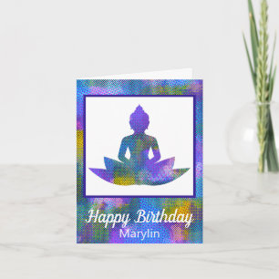 Spiritueel Patchwork Half Yoga Lotus Flower Kaart