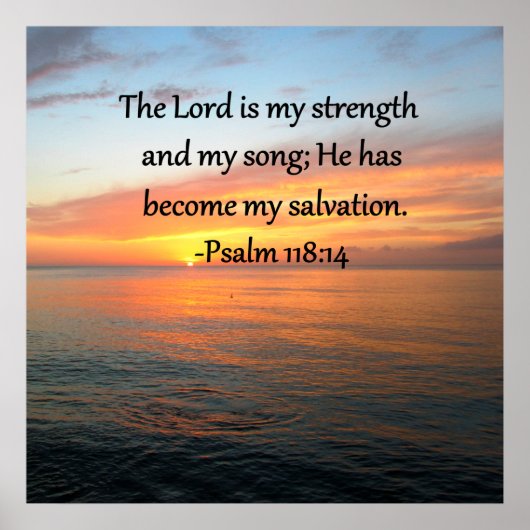 SPIRITUEEL PSALM 118:14 SUNRISE FOTO-ONTWERP POSTER (Voorkant)