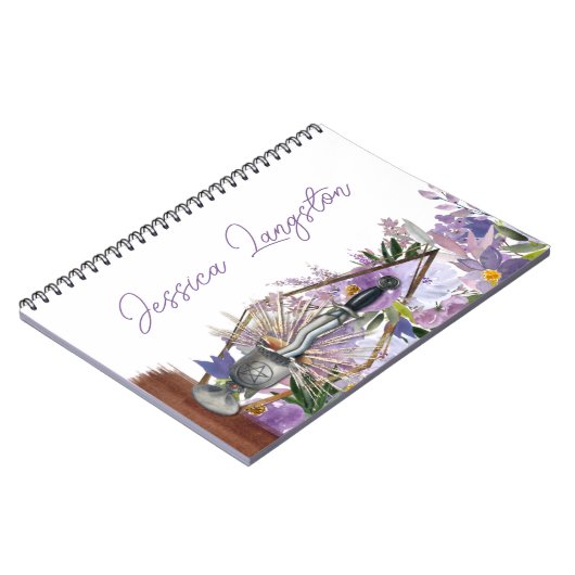 Spiritueel ritueel van Union Paarse Floral Chalice Notitieboek (Linkerzijde)