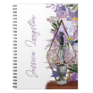 Spiritueel ritueel van Union Paarse Floral Chalice Notitieboek